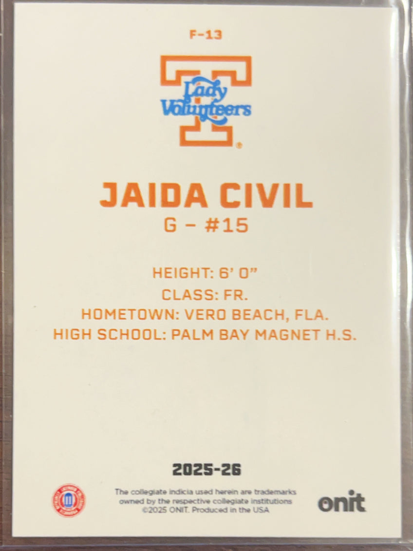 2025 ONIT Tennessee Lady Volunteers Jaida Civil #F-13