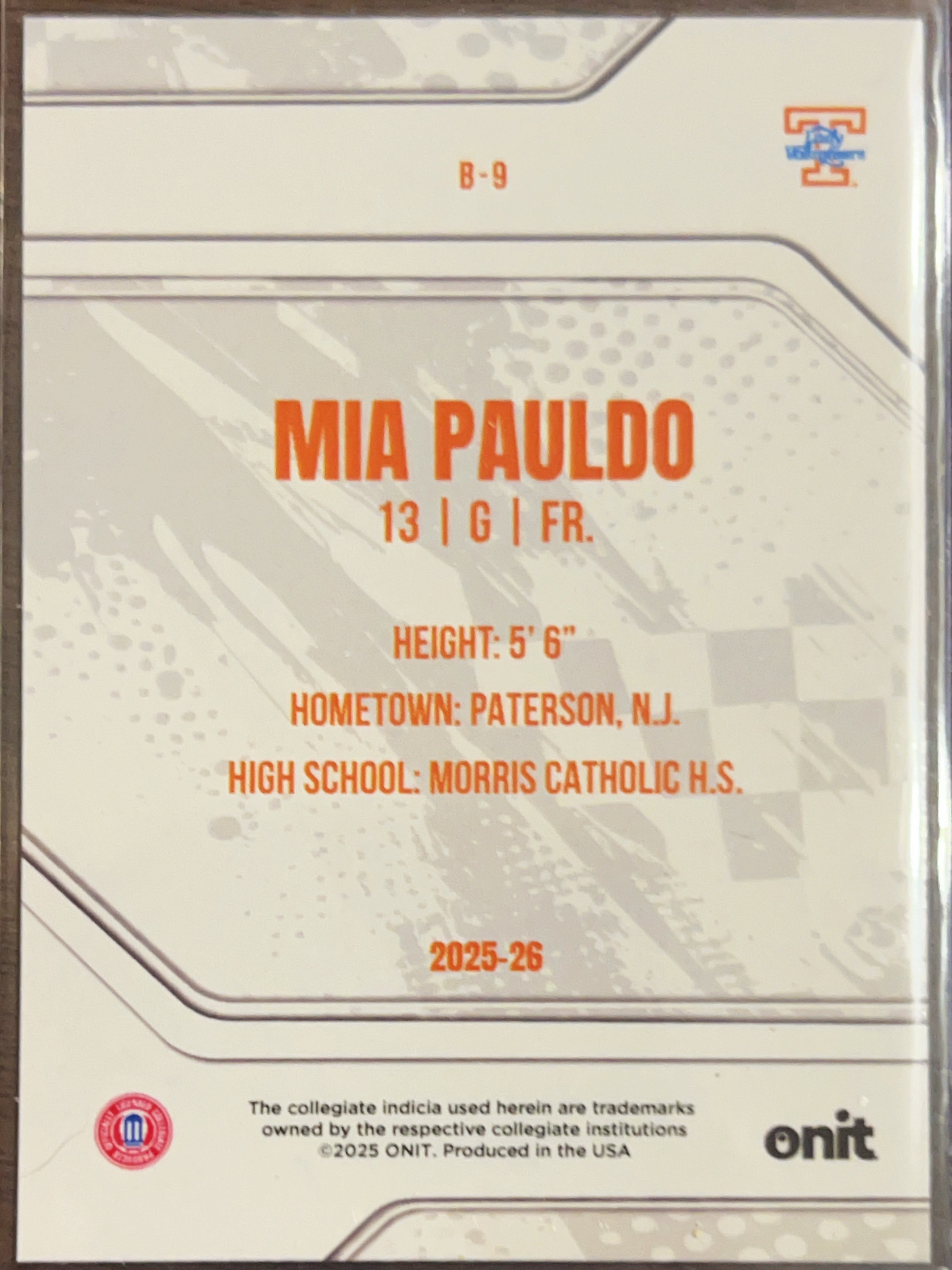 2025 ONIT Lady Volunteers Mia Pauldo #B-9
