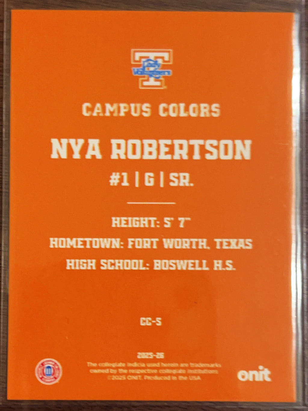 2025 ONIT Gameday Campus Colors Nya Robertson #CC-5