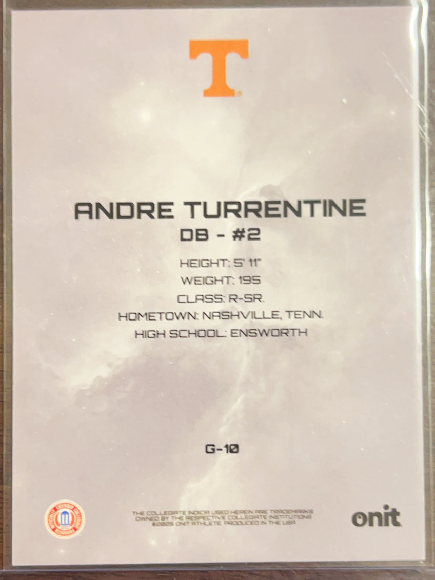 2023 Onit Tennessee Football Andre Turrentine #G-10 Purple Galaxy /25