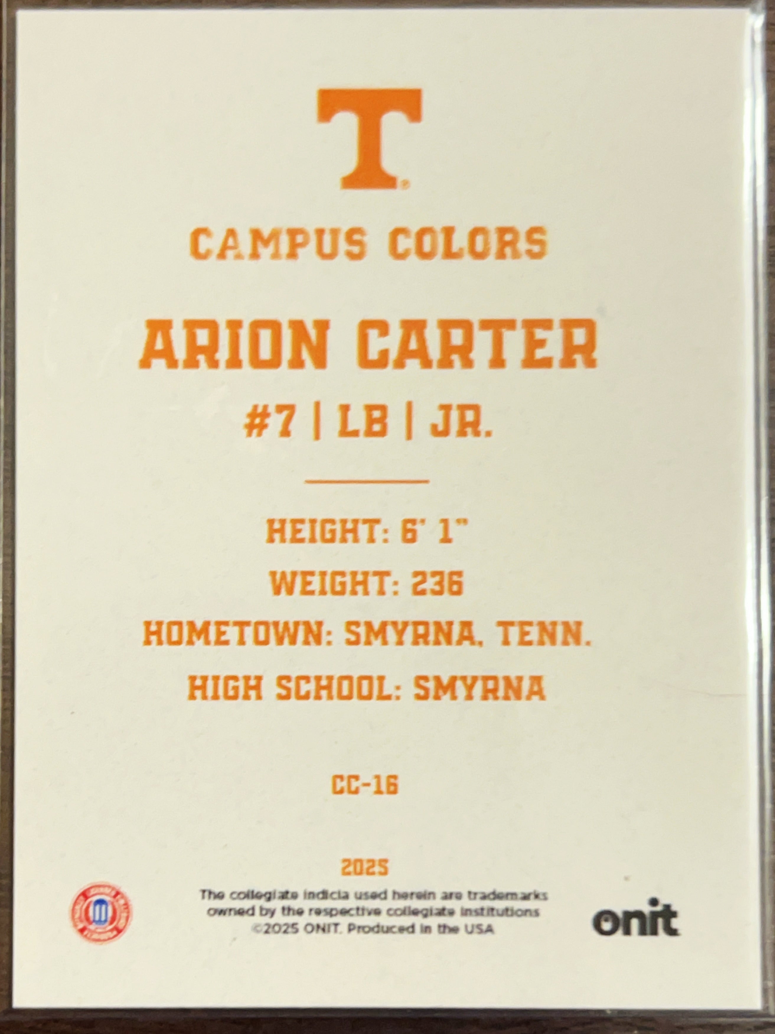 2025 ONIT Campus Colors Arion Carter #CC-16