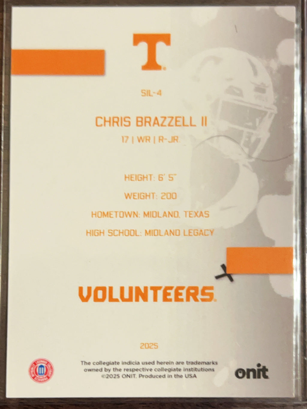 2025 Onit Tennessee Volunteers Chris Brazzell II #SIL-4