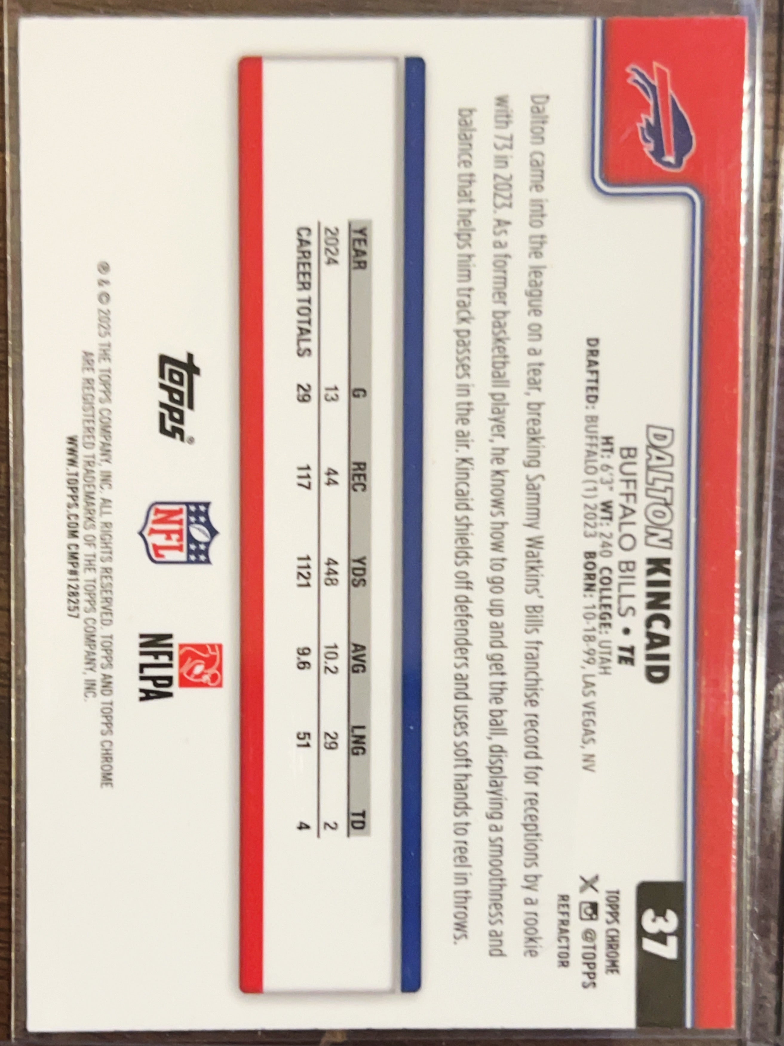 2025 Topps Chrome Dalton Kincaid #37 Refractor