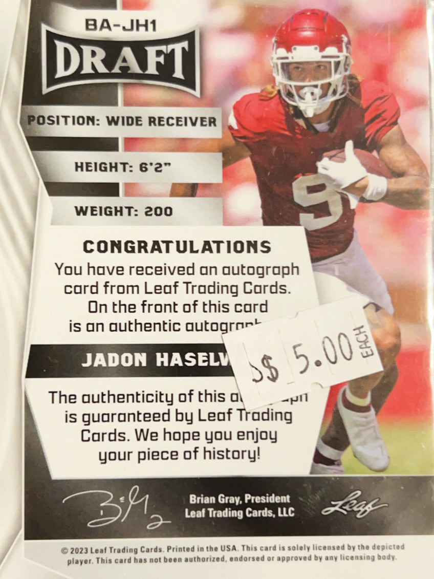 2023 Leaf Draft Jadon Haselwood #BA-JH1 RC