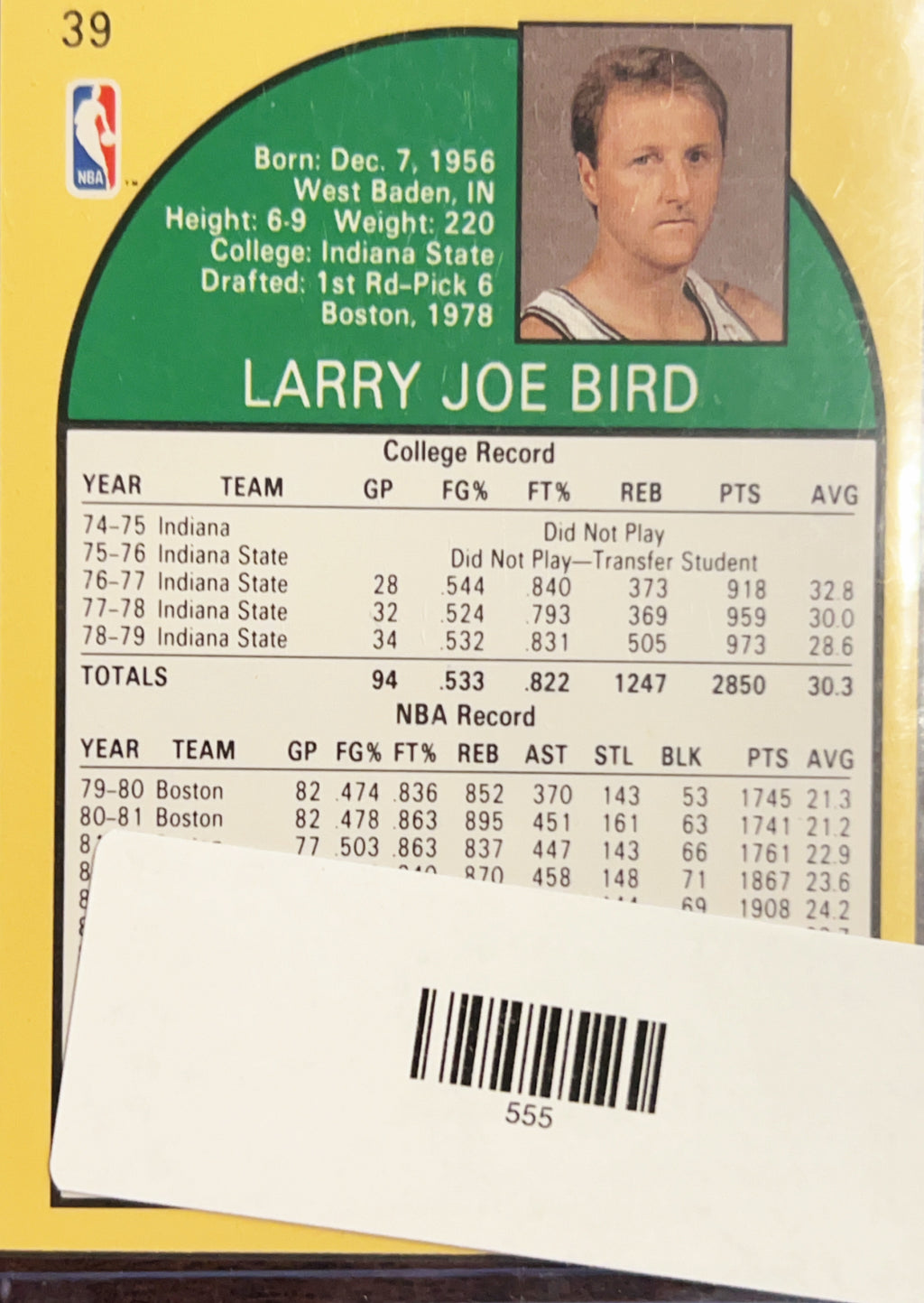 1989 NBA Hoops Larry Bird #39