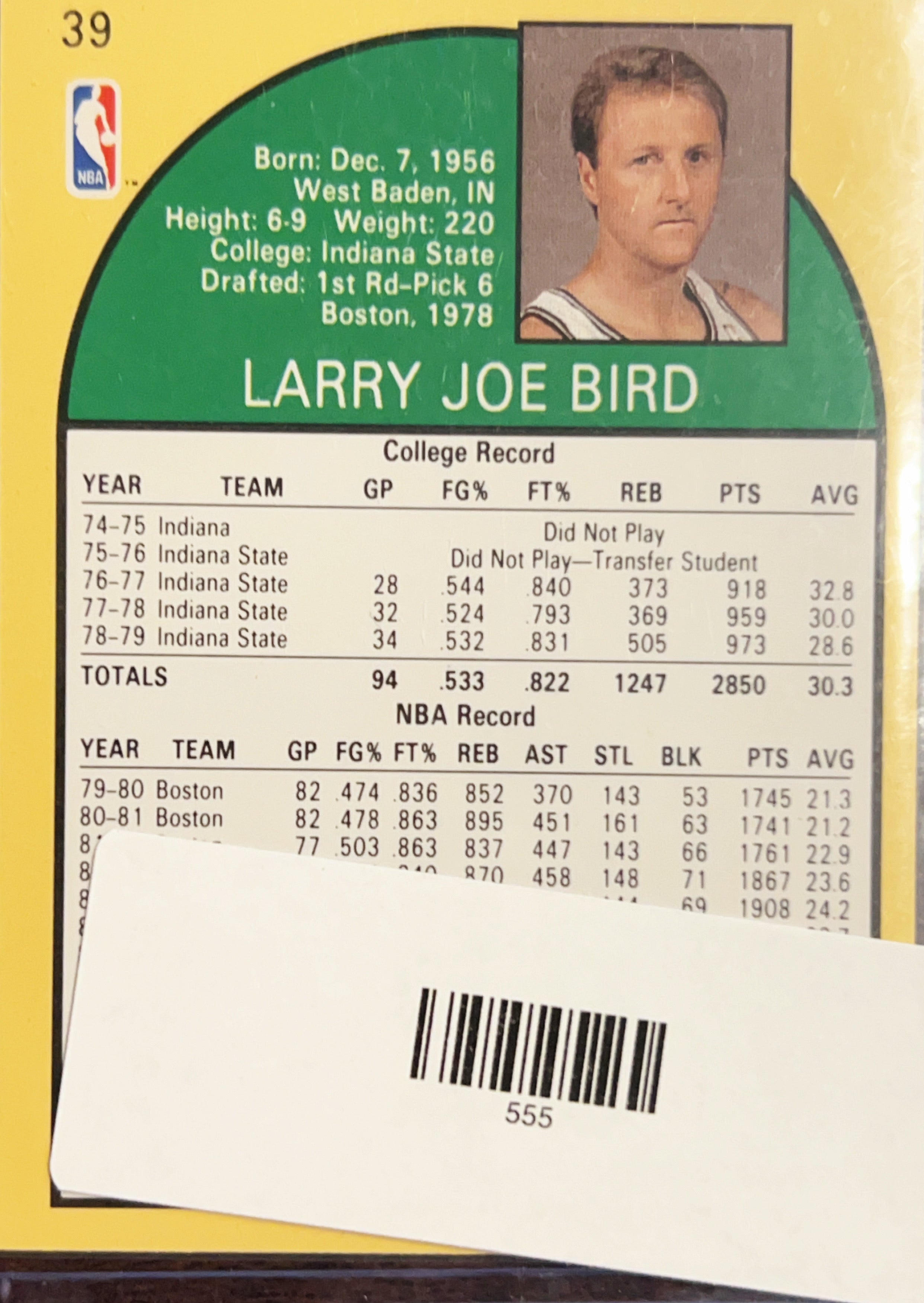 1989 NBA Hoops Larry Bird #39