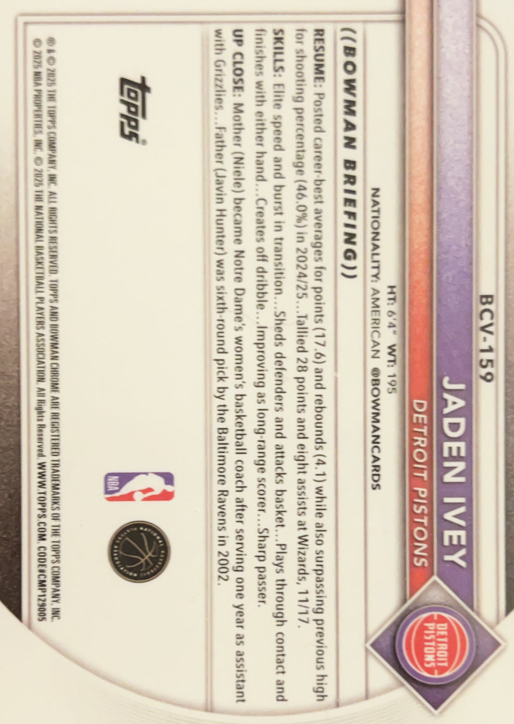 2023 Bowman Chrome University Jaden Ivey #BCV-159 Reptilian