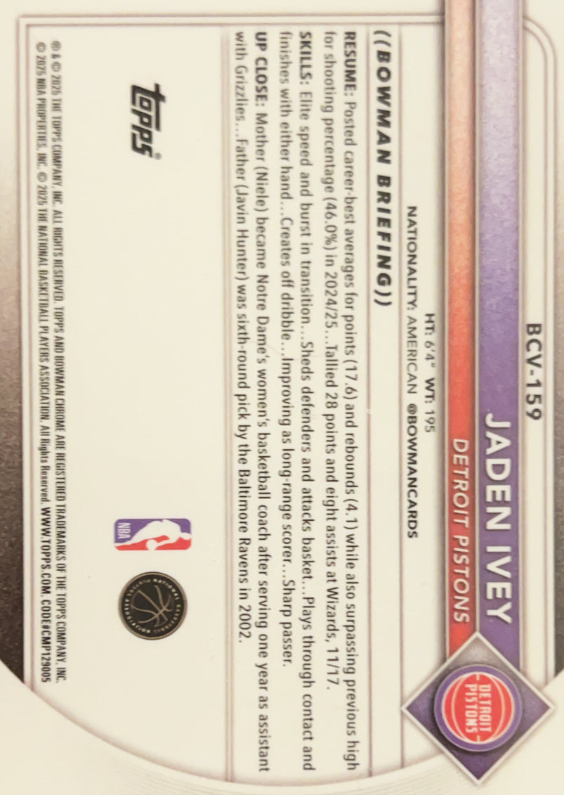 2023 Bowman Chrome University Jaden Ivey #BCV-159 Reptilian