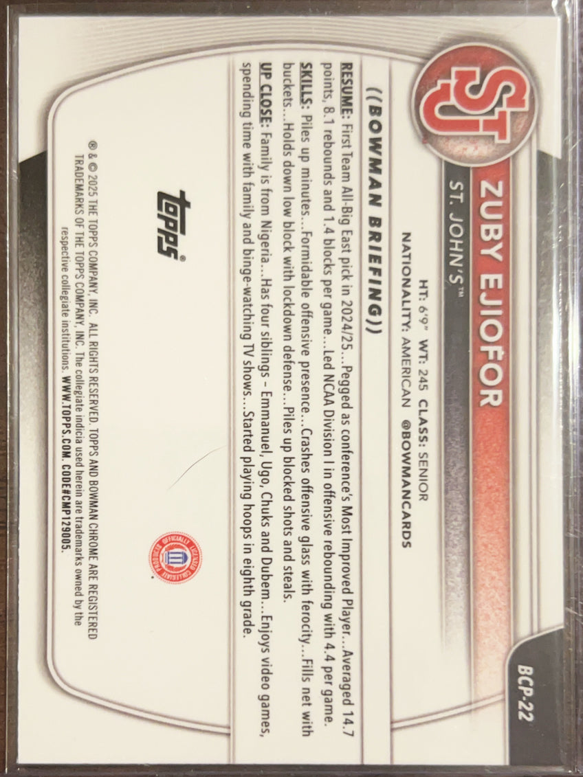 2023 2025 Bowman Chrome University Zuby Ejiofor #BCP-22 Refractor
