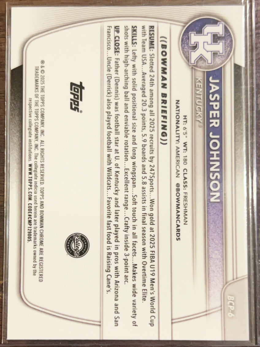 2025 Bowman Chrome University Jasper Johnson #BCP-6