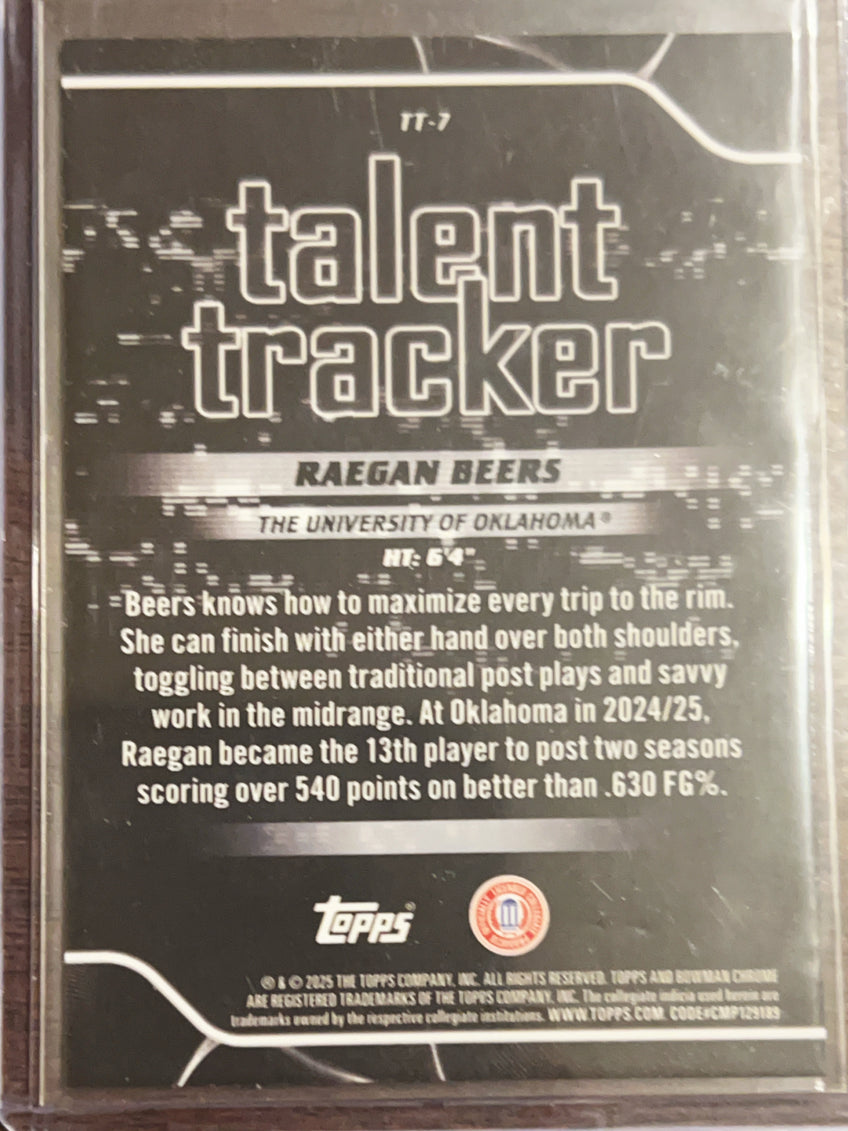 2025 Topps Bowman Chrome University Talent Tracker Raegan Beers #TT-7