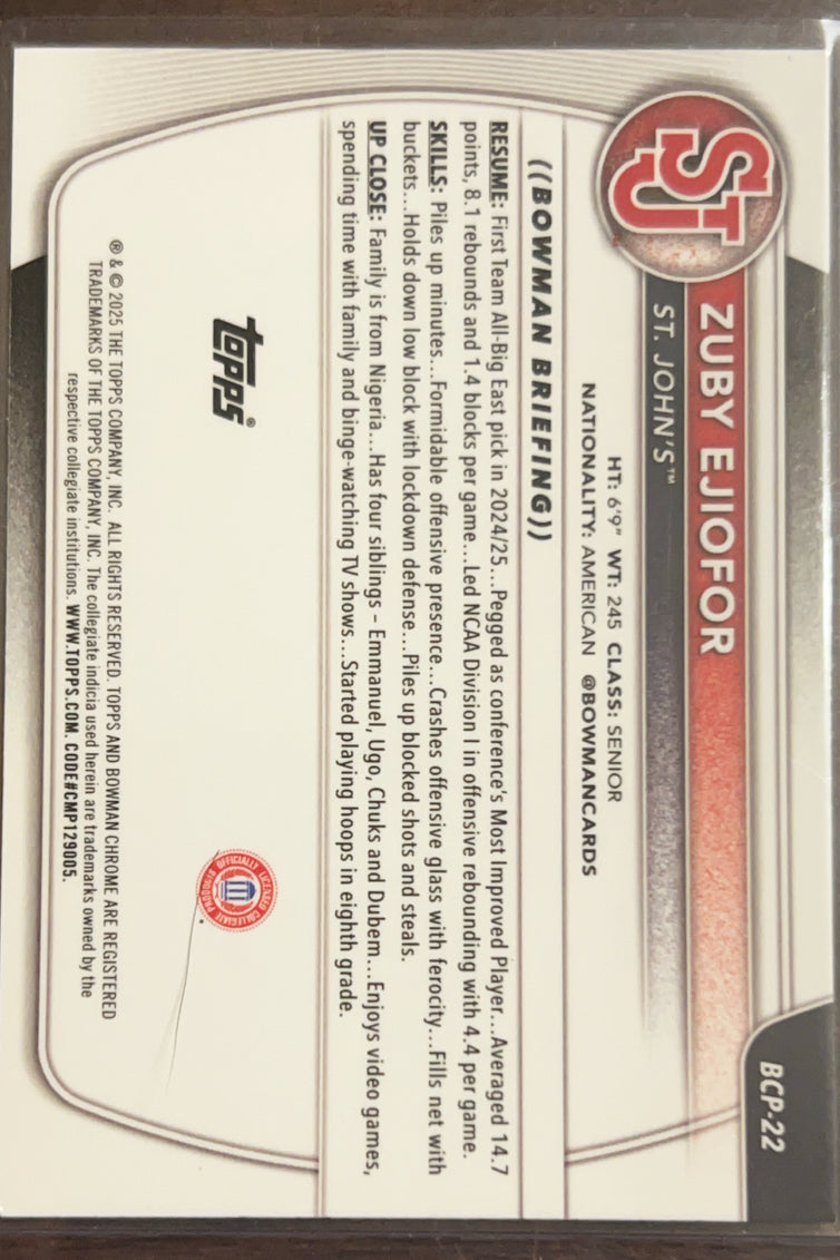 2023 Bowman Chrome University Zuby Ejiofor #BCP-22 1st Bowman