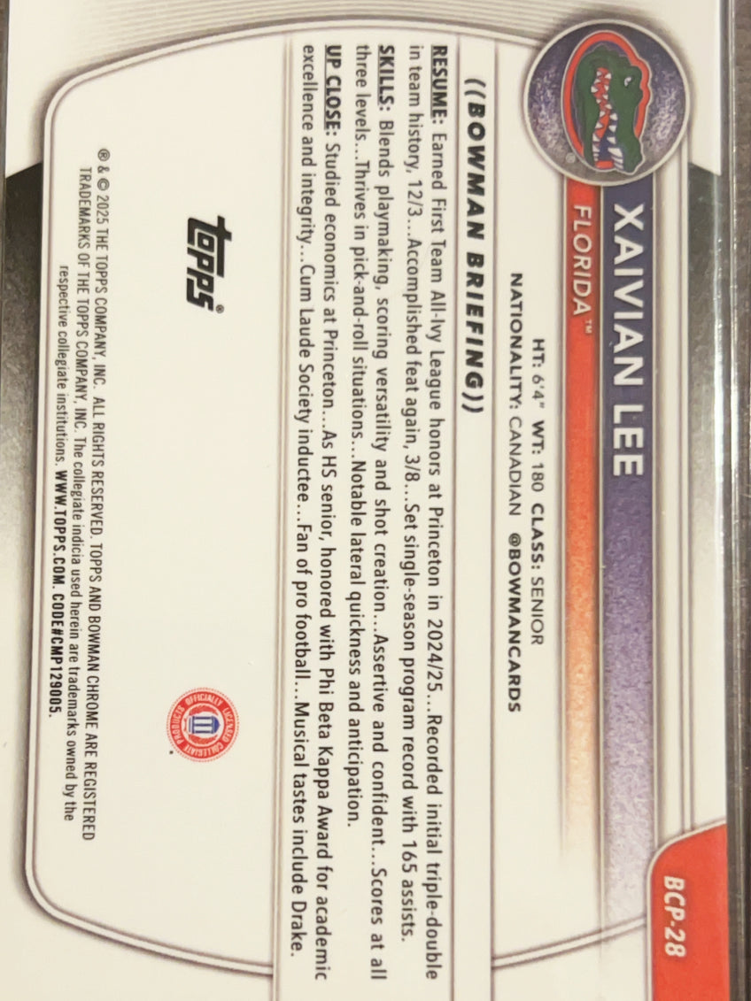 2025 Topps Bowman Chrome University Xaivian Lee #BCP-28