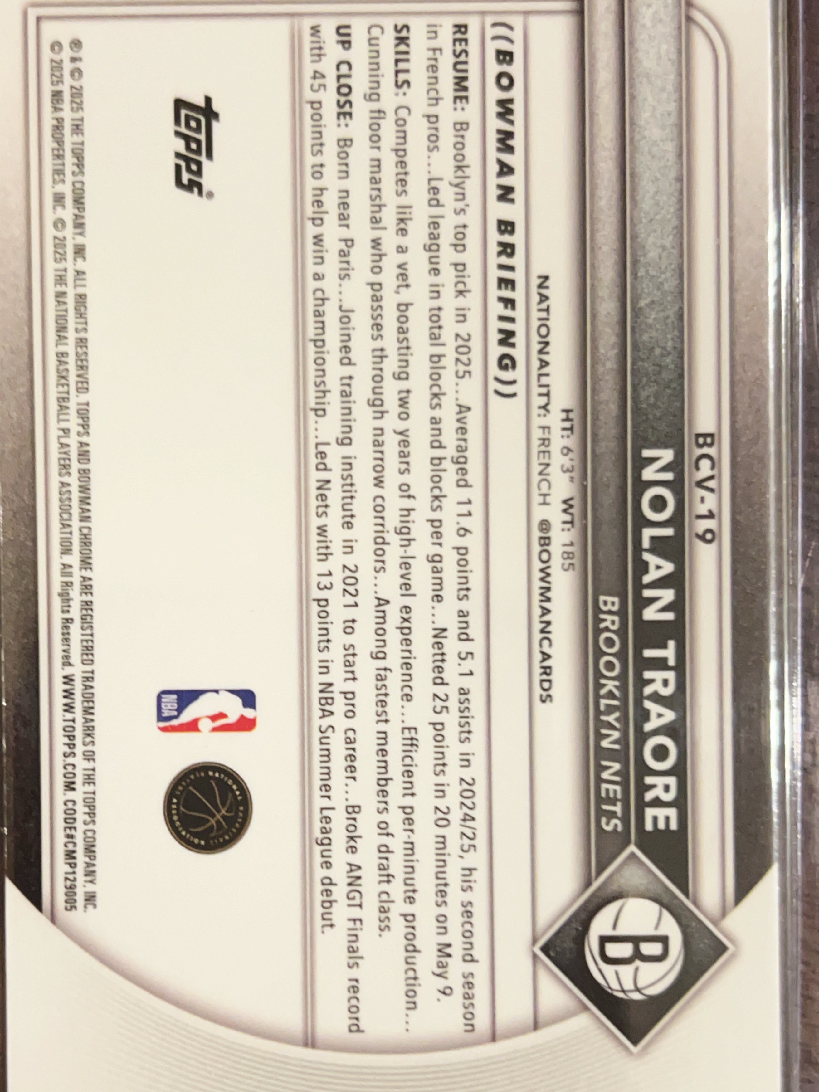 2025 Topps Bowman Chrome Nolan Traore #BCV-19 RC