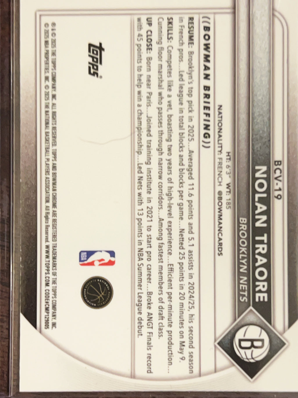 2025 Bowman Chrome Nolan Traore #BCV-19 RC