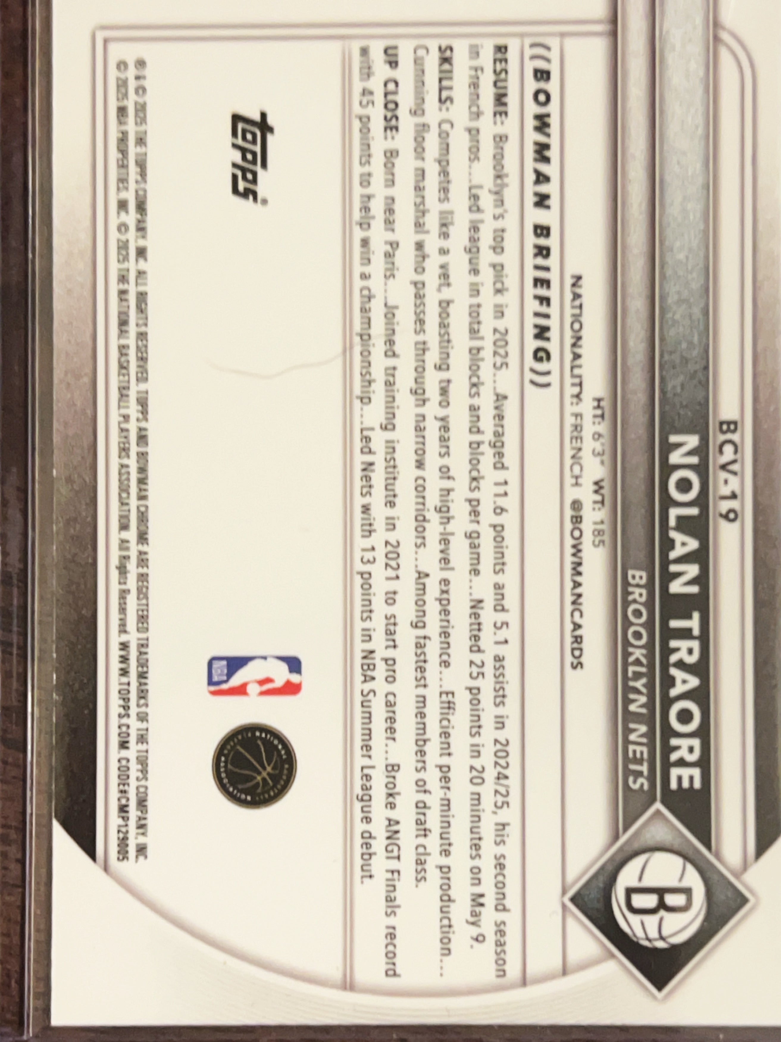 2025 Bowman Chrome Nolan Traore #BCV-19 RC