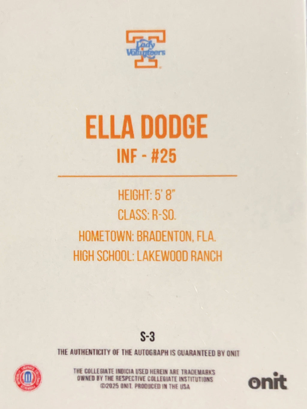 2025 ONIT Signature Series Ella Dodge #S-3 Holo Circles /09 Auto
