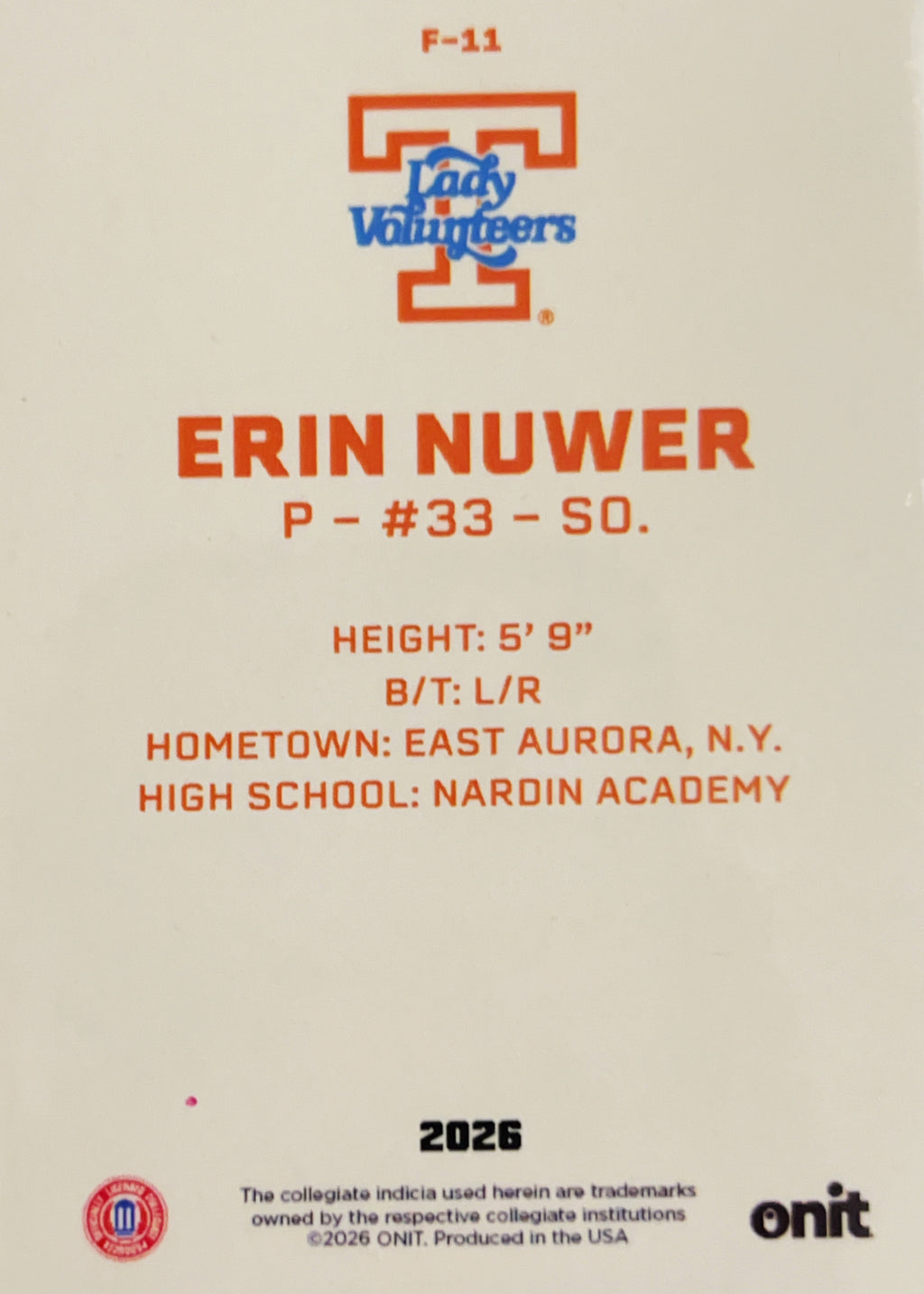 2026 ONIT Erin Nuwer #F-11
