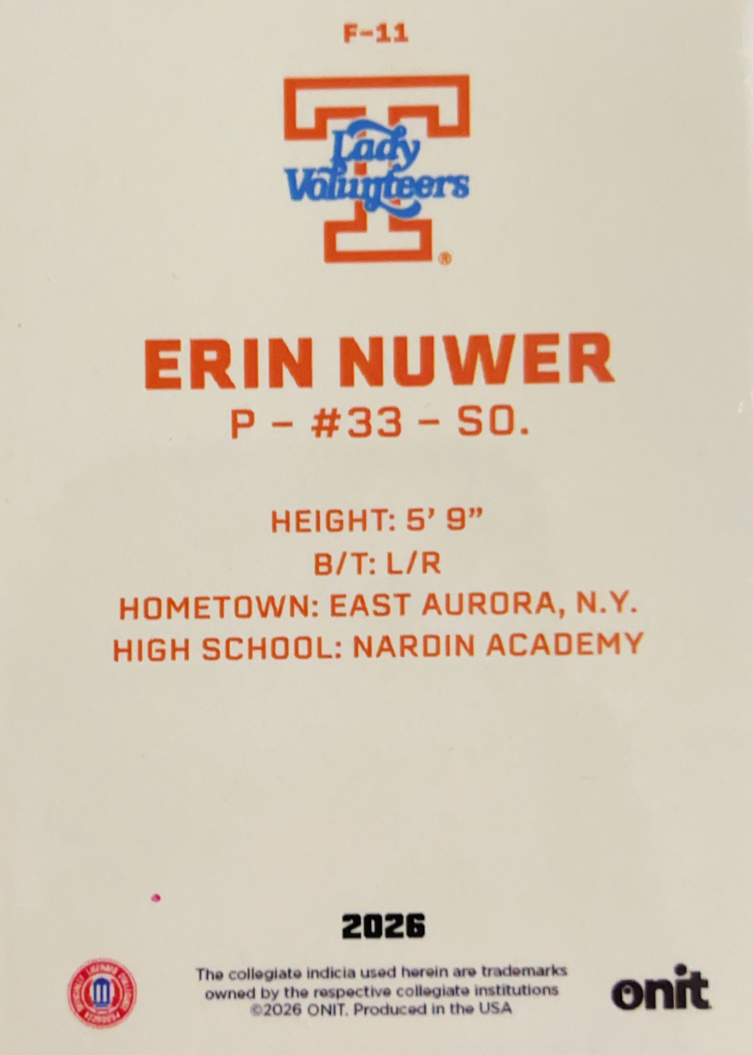2026 ONIT Erin Nuwer #F-11