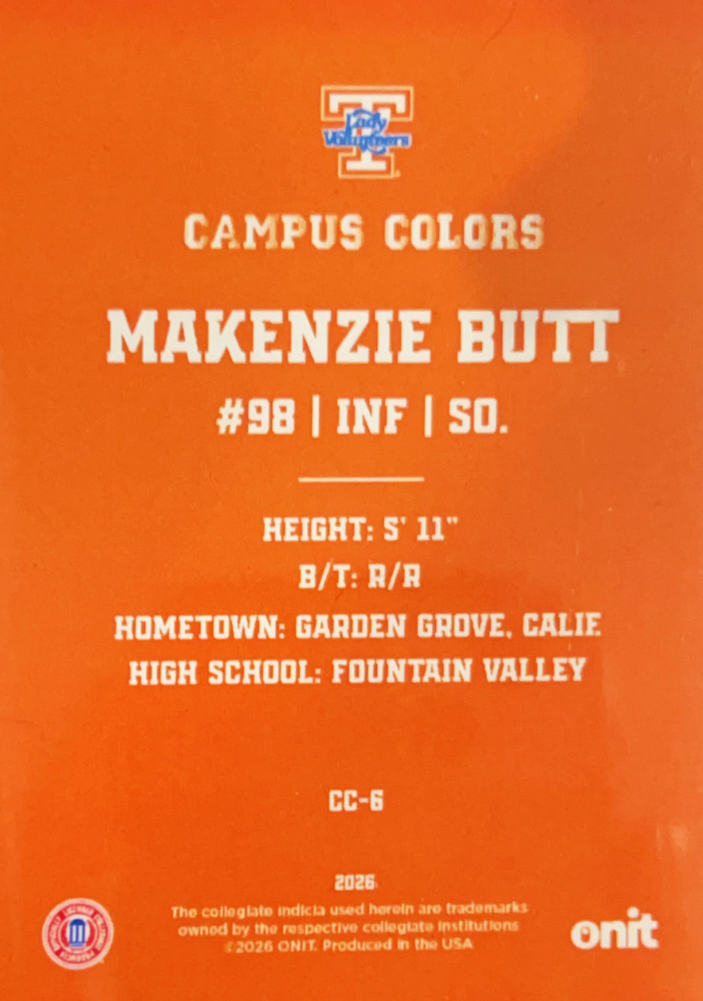 2026 ONIT Campus Colors Makenzie Butt #CC-6