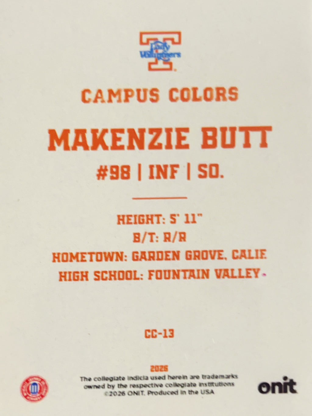 2026 ONIT Campus Colors Makenzie Butt #CC-13