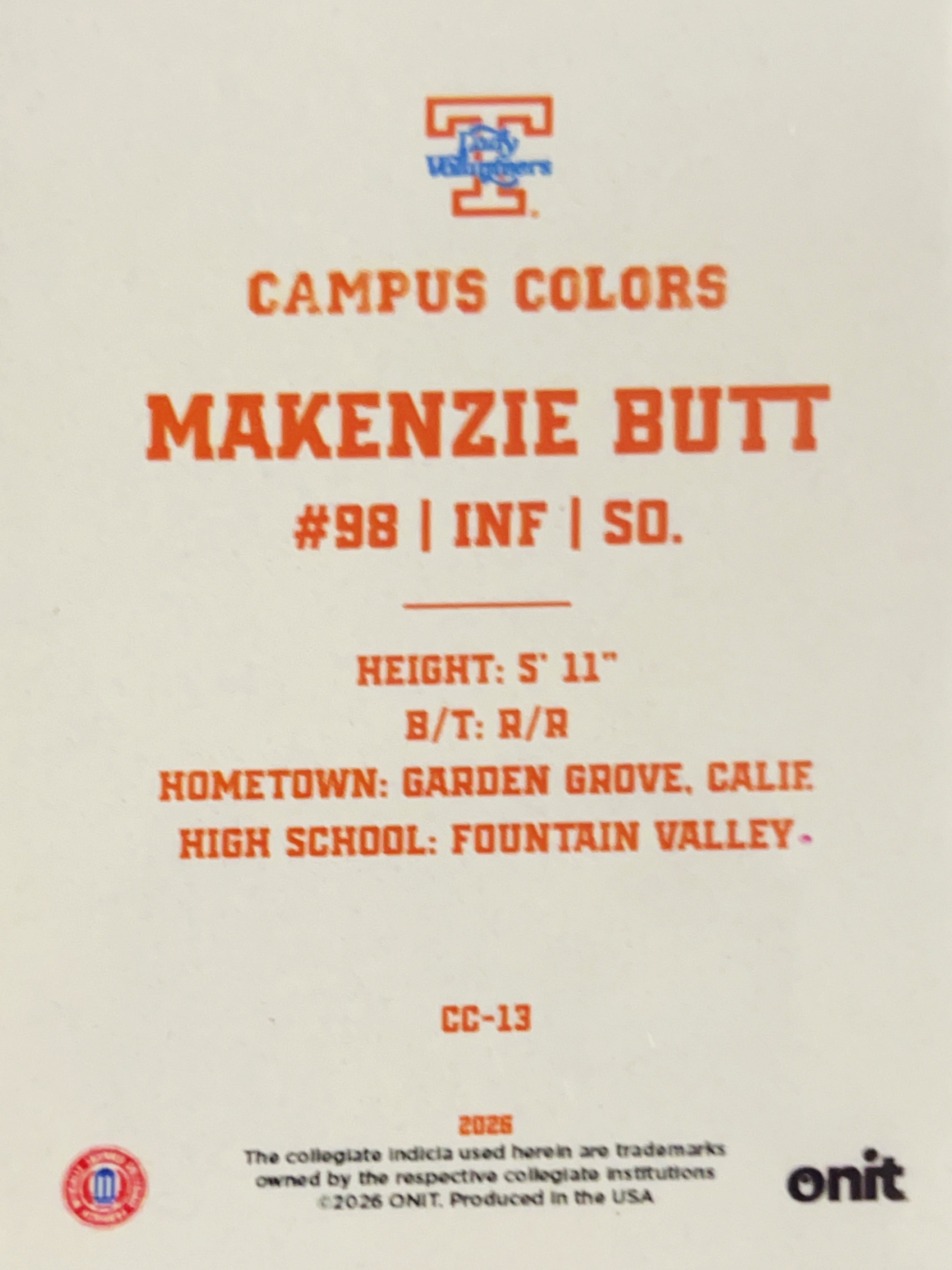 2026 ONIT Campus Colors Makenzie Butt #CC-13