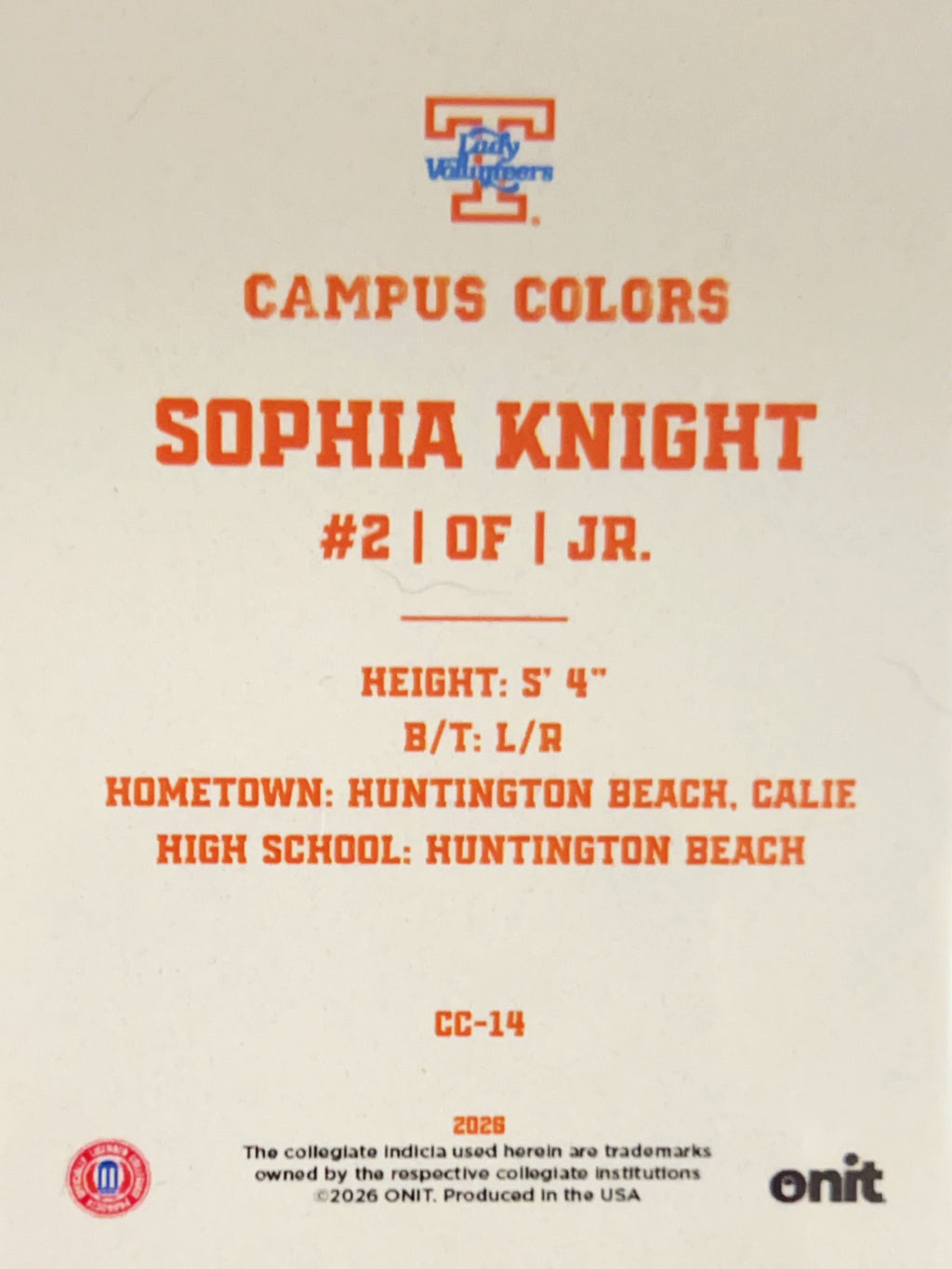 2026 ONIT Campus Colors Sophia Knight #CC-14