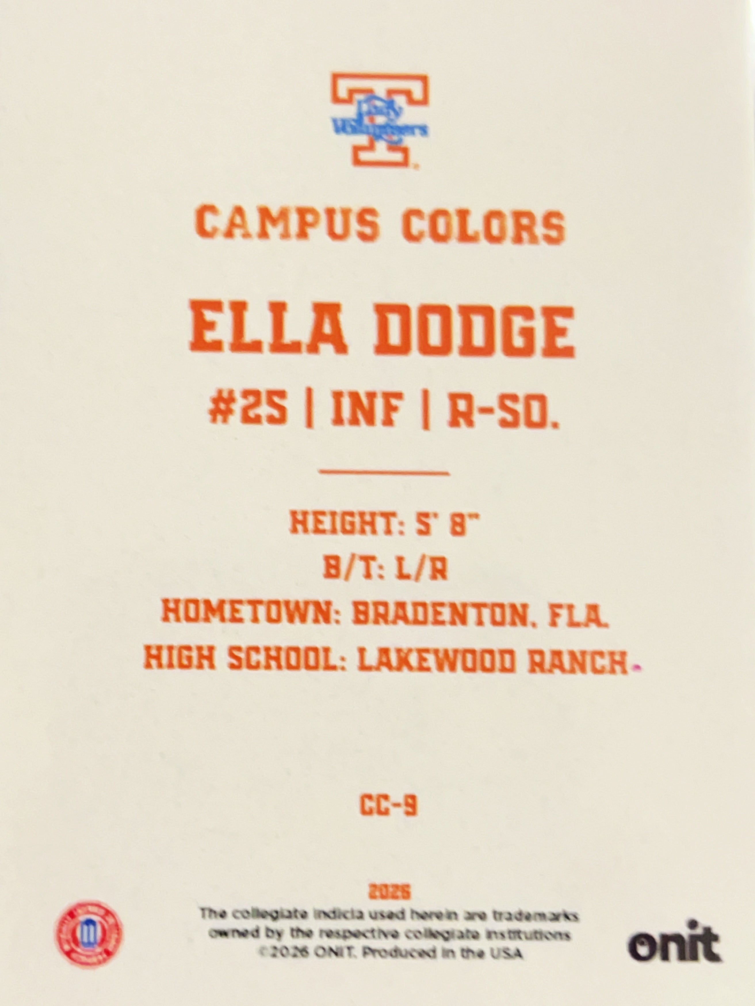 2025 Onit Campus Colors Ella Dodge #CC-9
