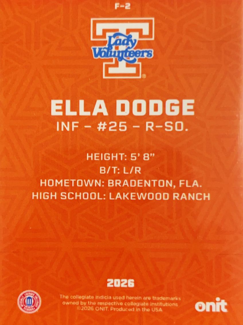 2026 ONIT Tennessee Lady Volunteers Ella Dodge #F-2