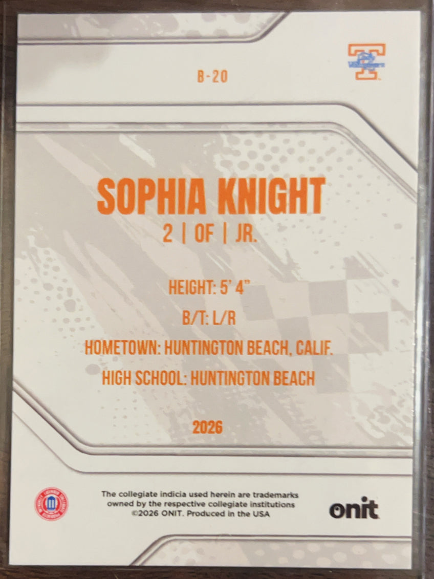 2026 ONIT Tennessee Lady Volunteers Sophia Knight #B-20 Silver Foil /49