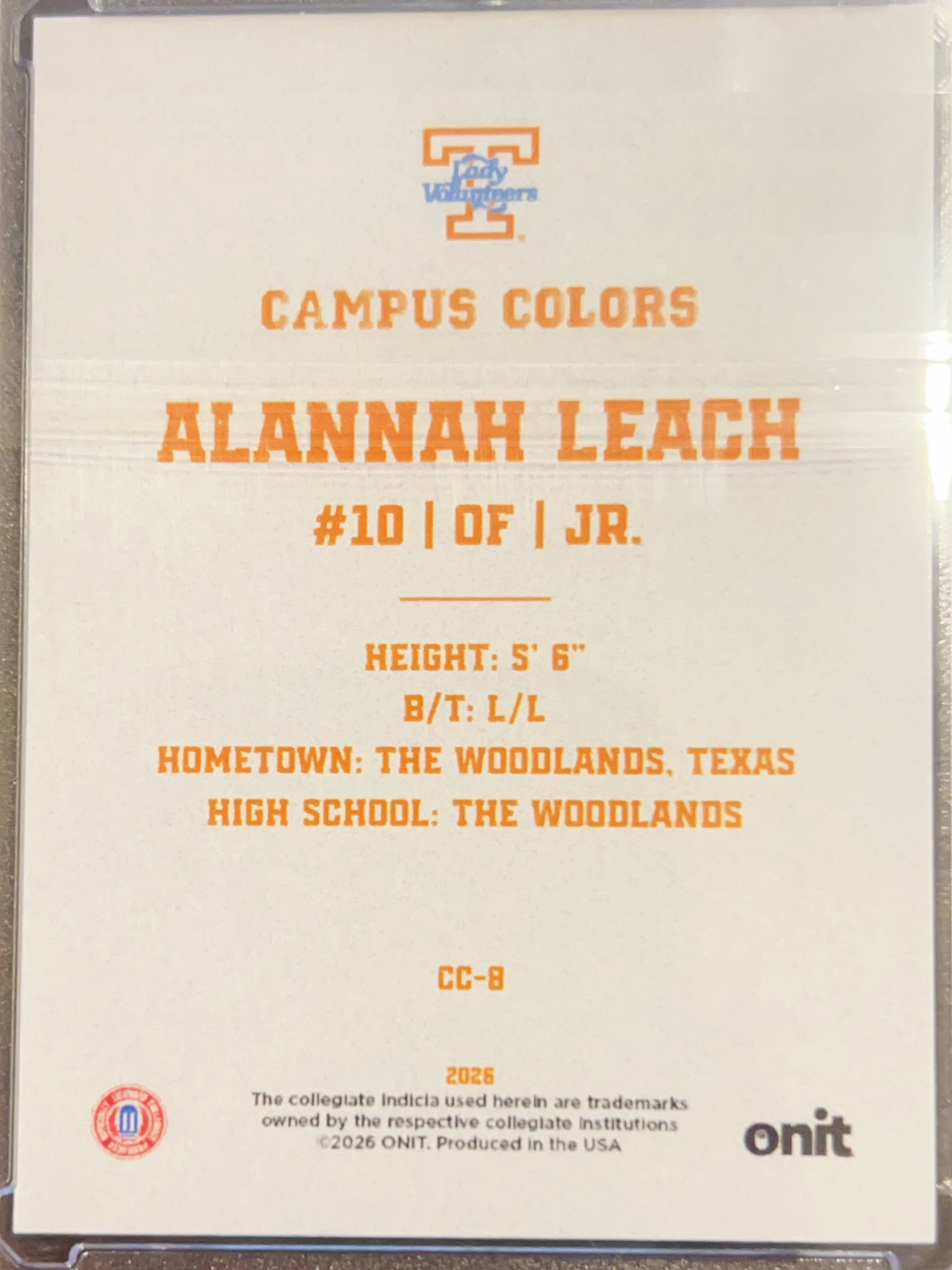 2026 ONIT Campus Colors Alannah Leach #CC-8 Shattered Ice 1/50 Bookend