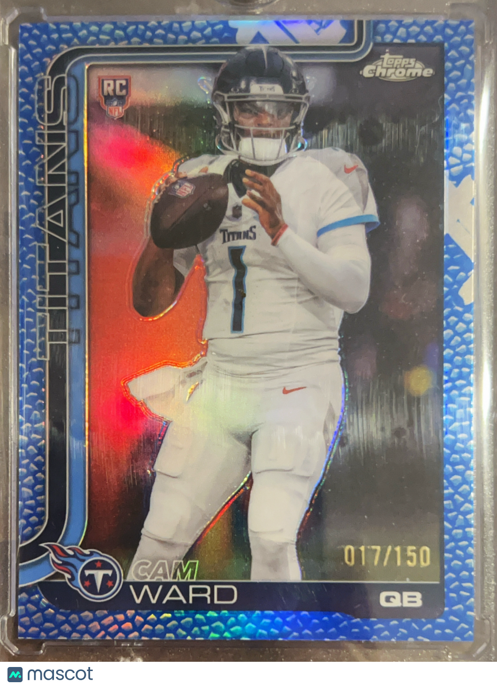 2025 Topps Chrome Cam Ward #314 Blue Leather Prizm /150 RC