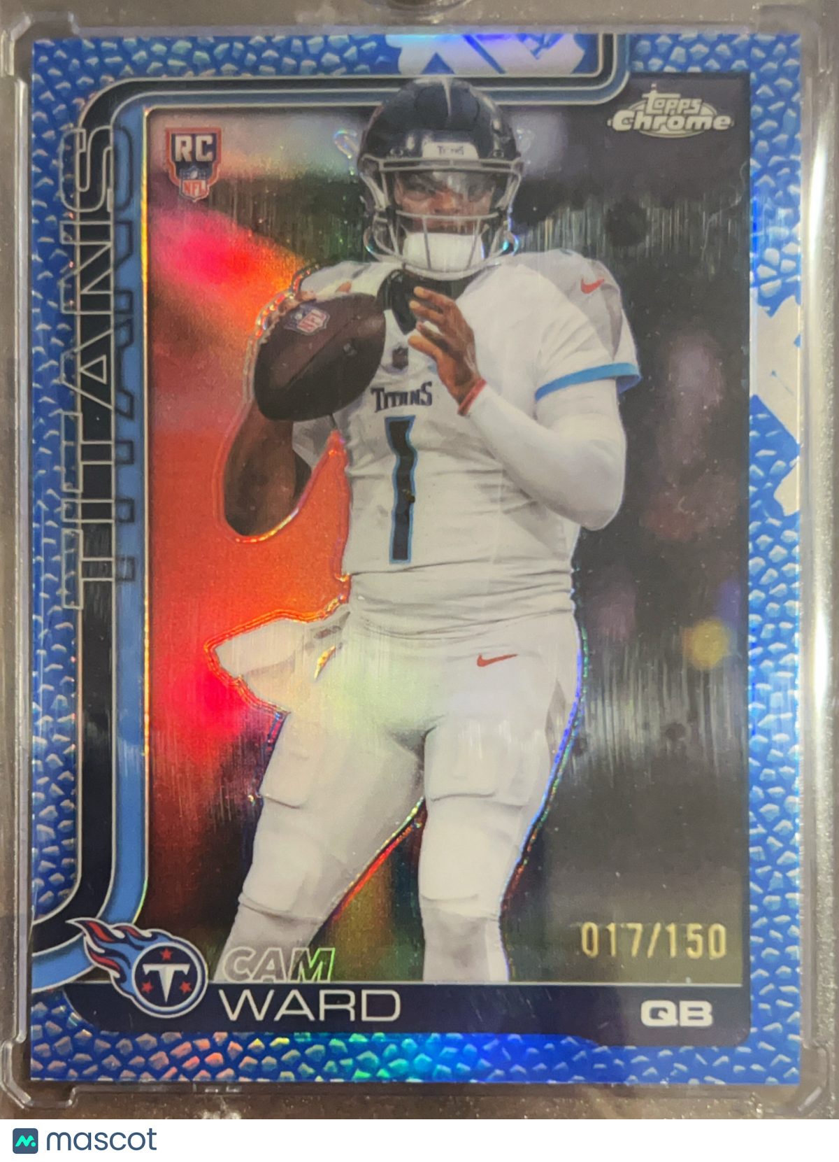 2025 Topps Chrome Cam Ward #314 Blue Leather Prizm /150 RC