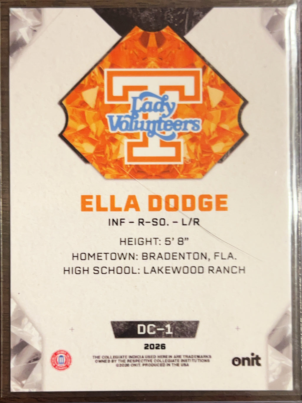 2026 Onit Diamond Cut Ella Dodge #DC-1 Orange Cracked Ice