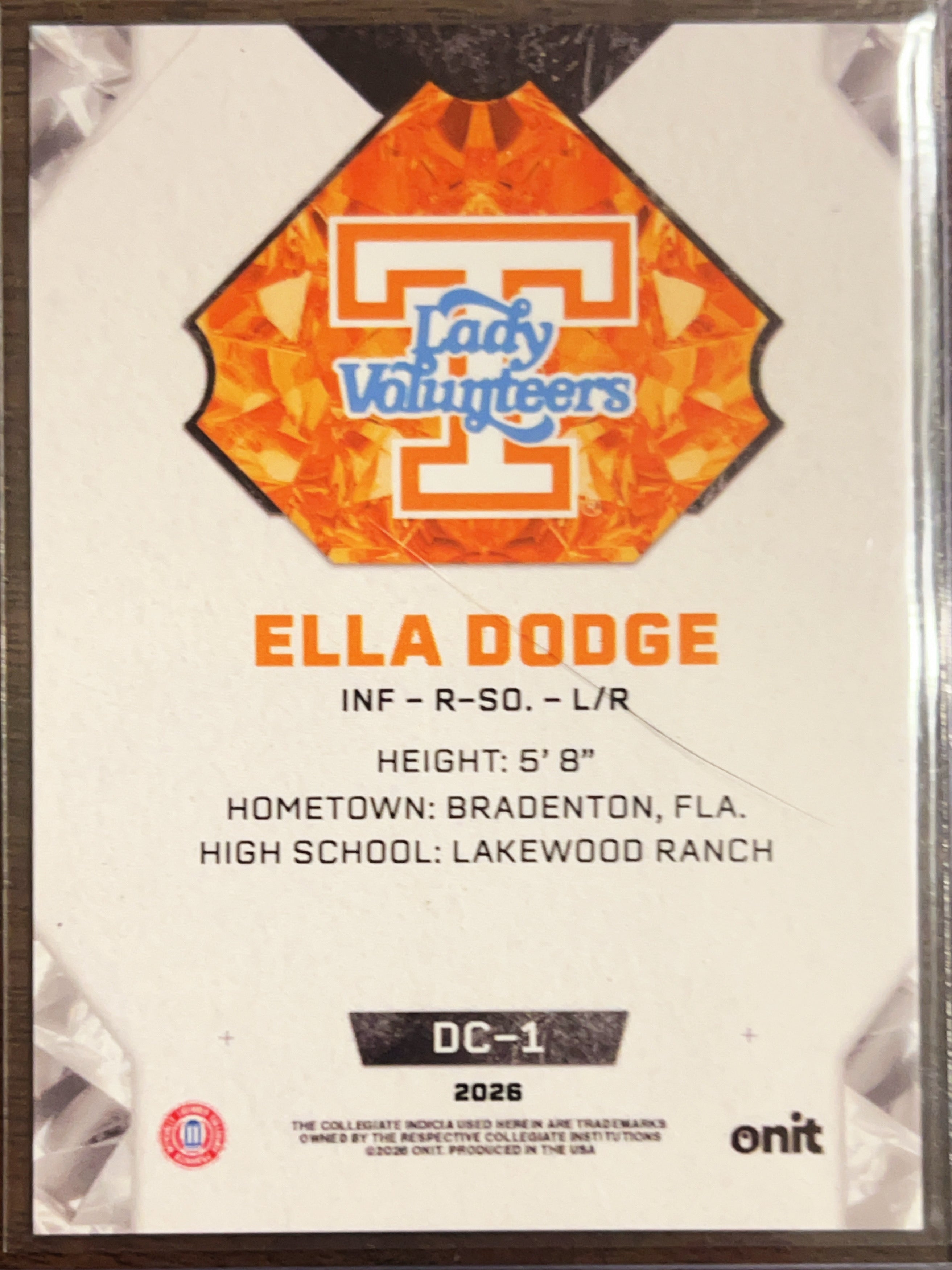 2026 Onit Diamond Cut Ella Dodge #DC-1 Orange Cracked Ice