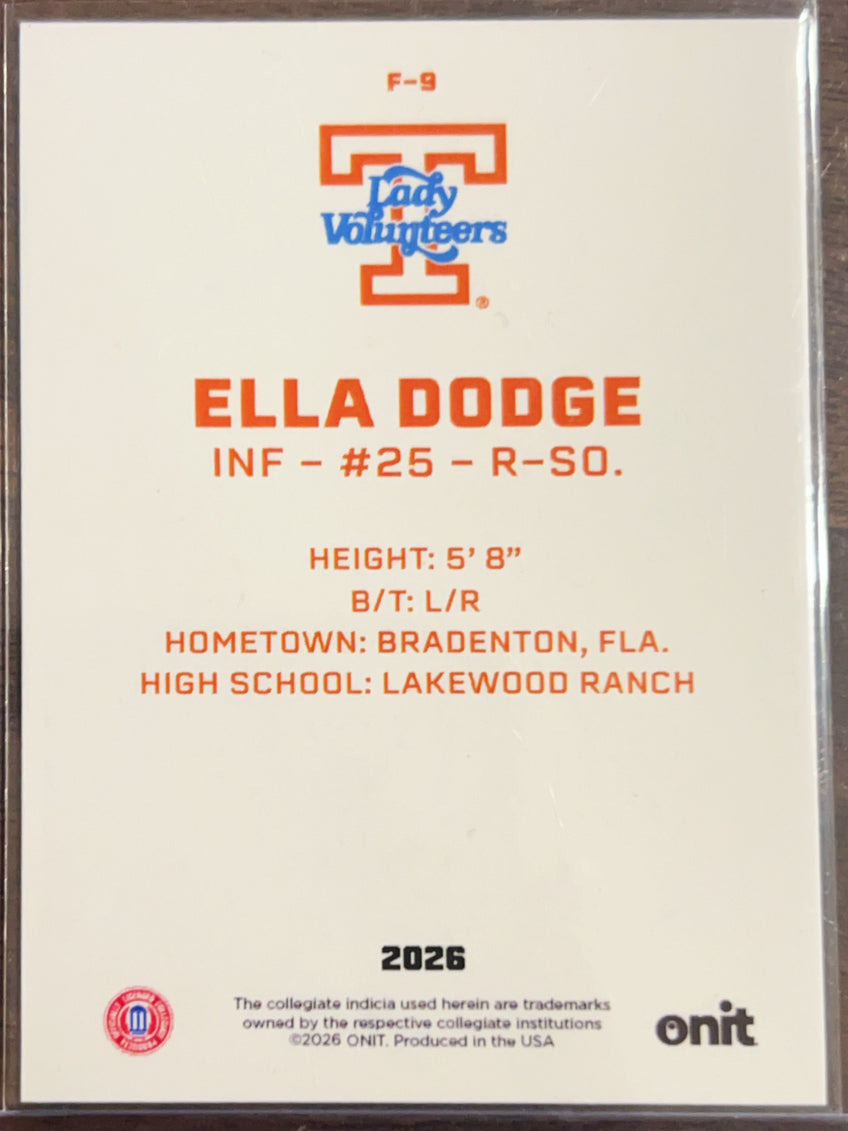 2026 ONIT Tennessee Lady Volunteers Ella Dodge #F-9