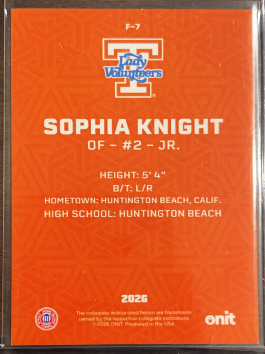 2026 ONIT Tennessee Lady Volunteers Sophia Knight #F-7