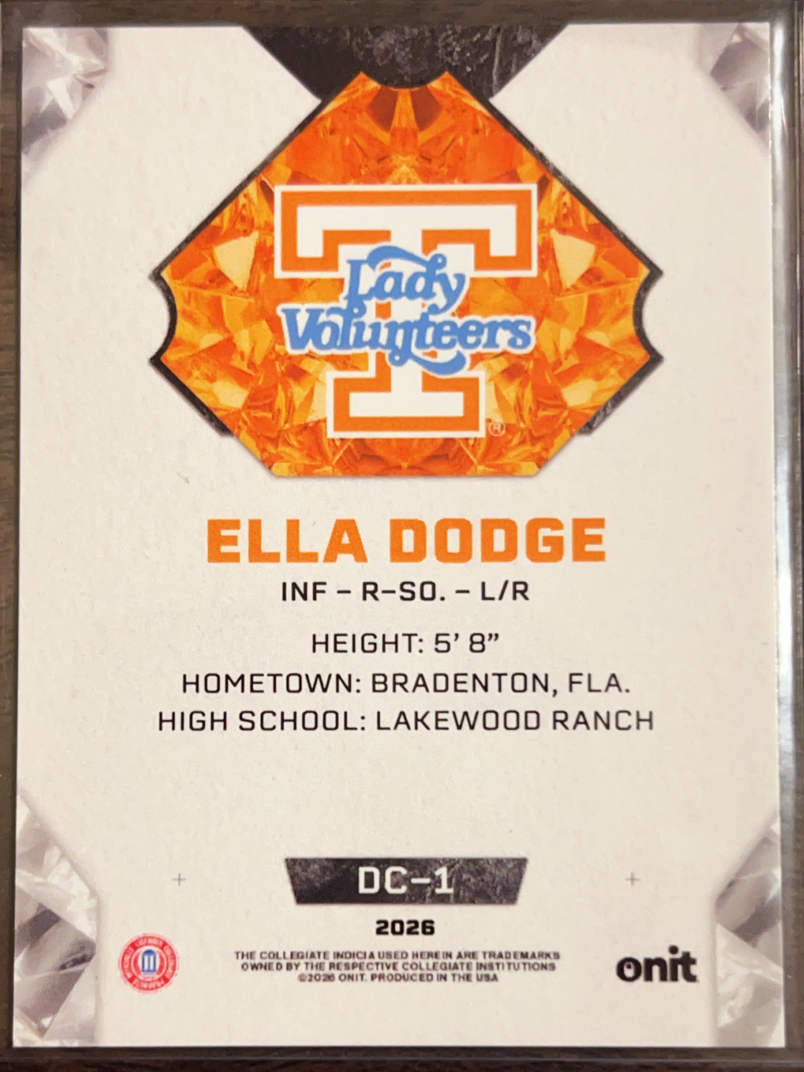 2026 ONIT Diamond Cut Ella Dodge #DC-1 Orange Cracked Ice