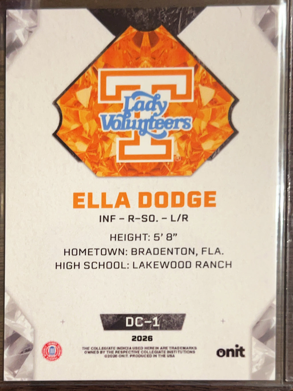 2026 Onit Diamond Cut Ella Dodge #DC-1 Orange Cracked Ice