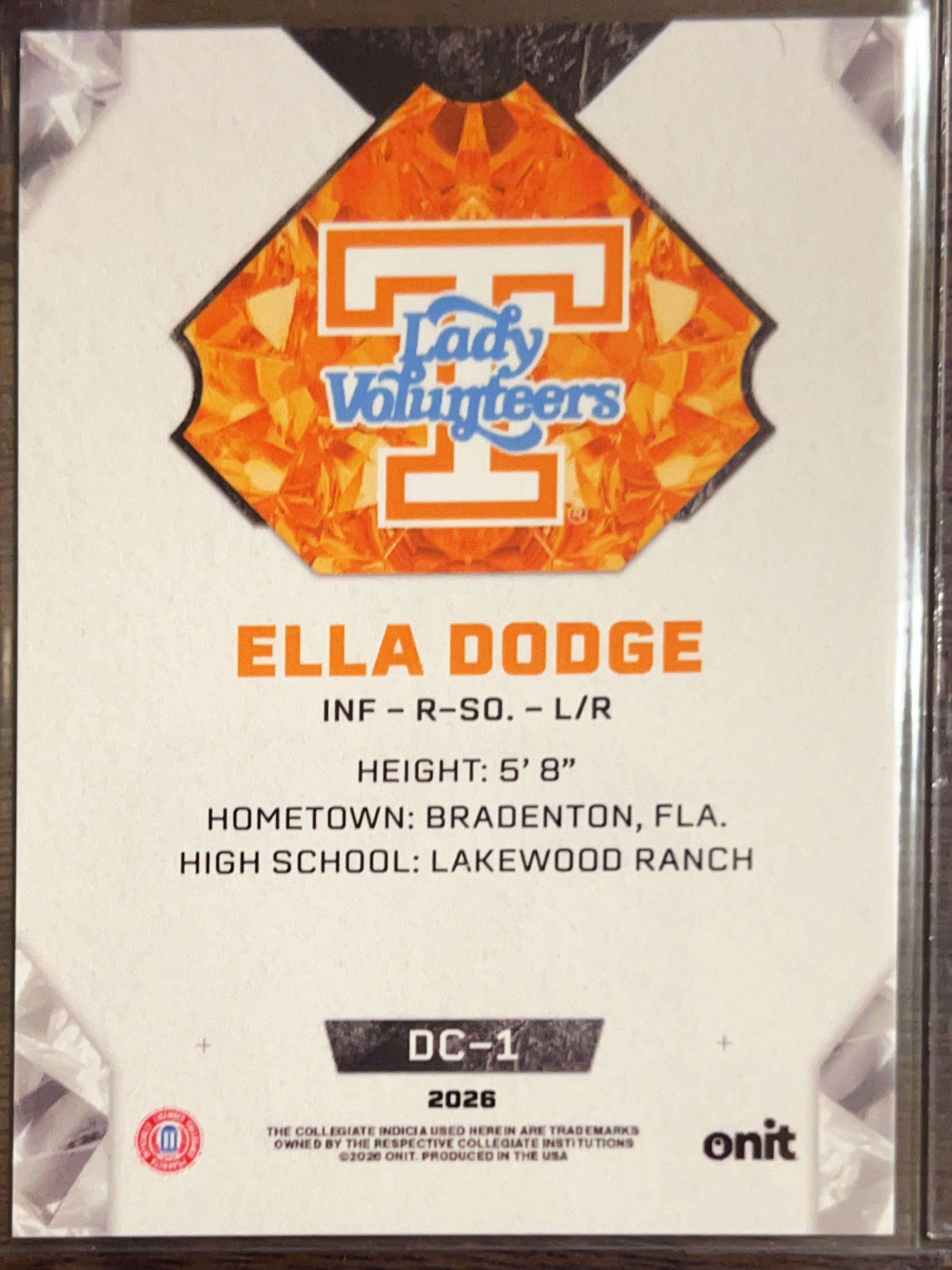 2026 Onit Diamond Cut Ella Dodge #DC-1 Orange Cracked Ice