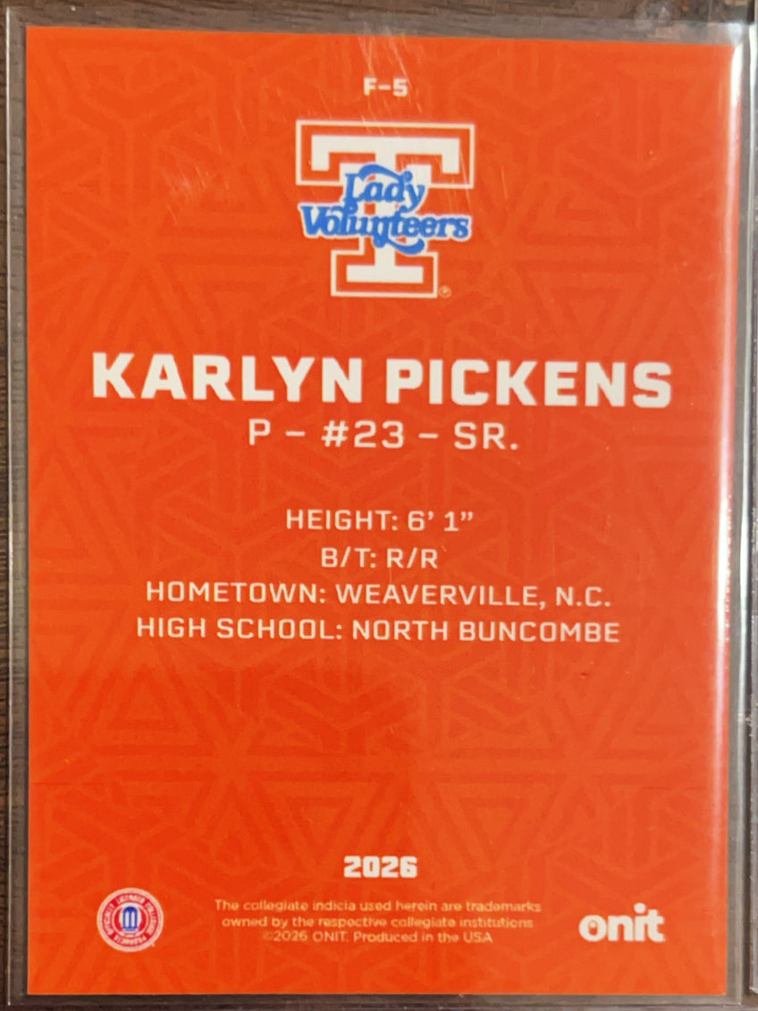 2026 ONIT Tennessee Lady Volunteers Karlyn Pickens #F-5