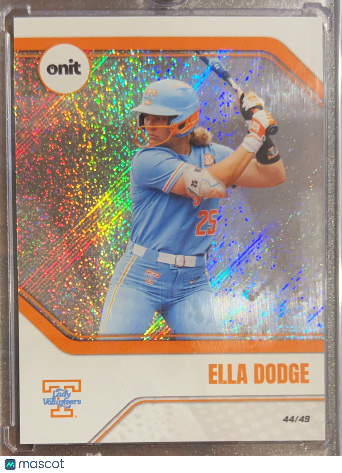 2026 ONIT Tennessee Lady Volunteers Softball Ella Dodge #B-5 Orange Sparkle /49
