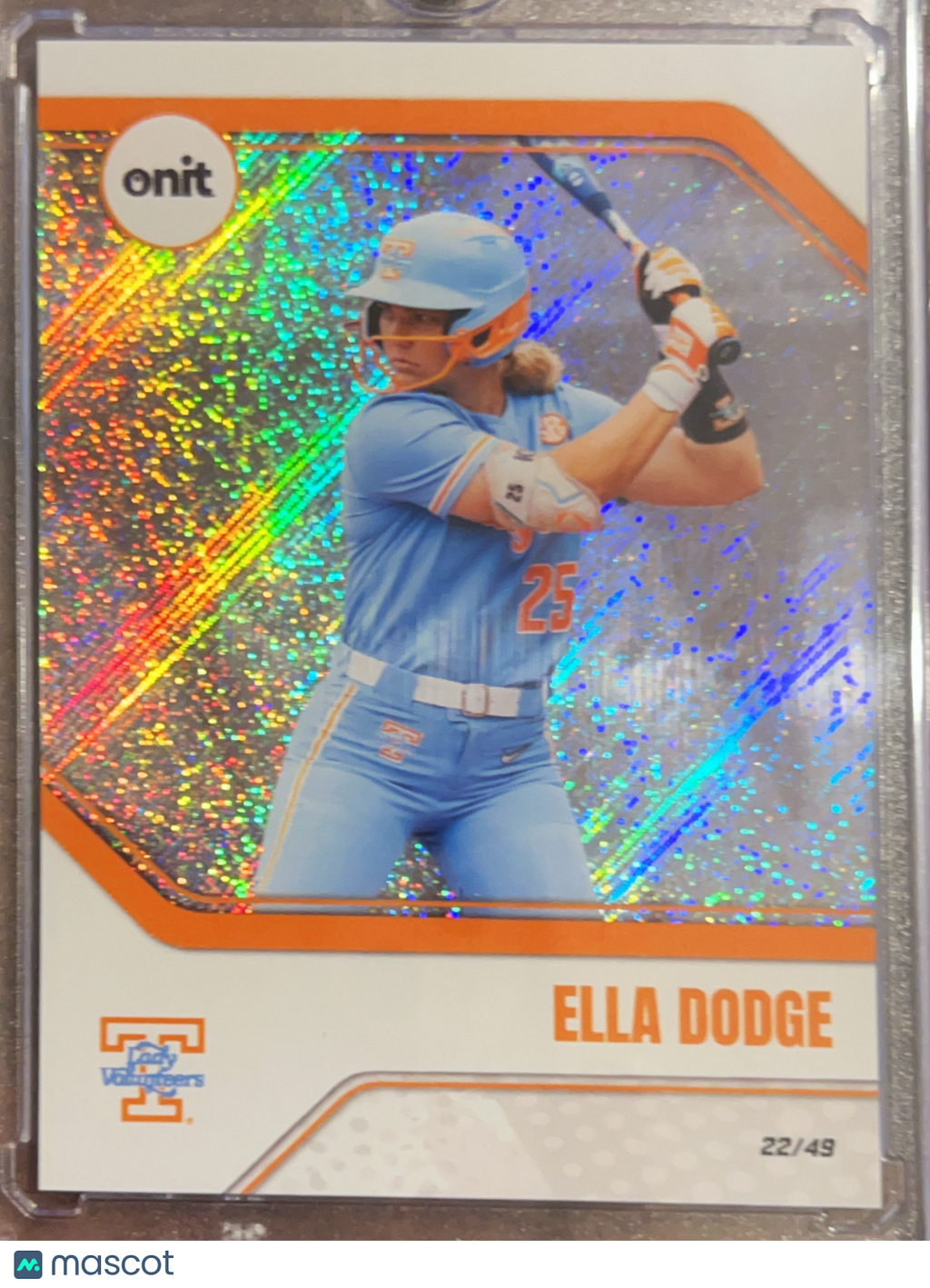 2026 ONIT Tennessee Lady Vols Softball Ella Dodge #B-5 Orange Sparkle /49