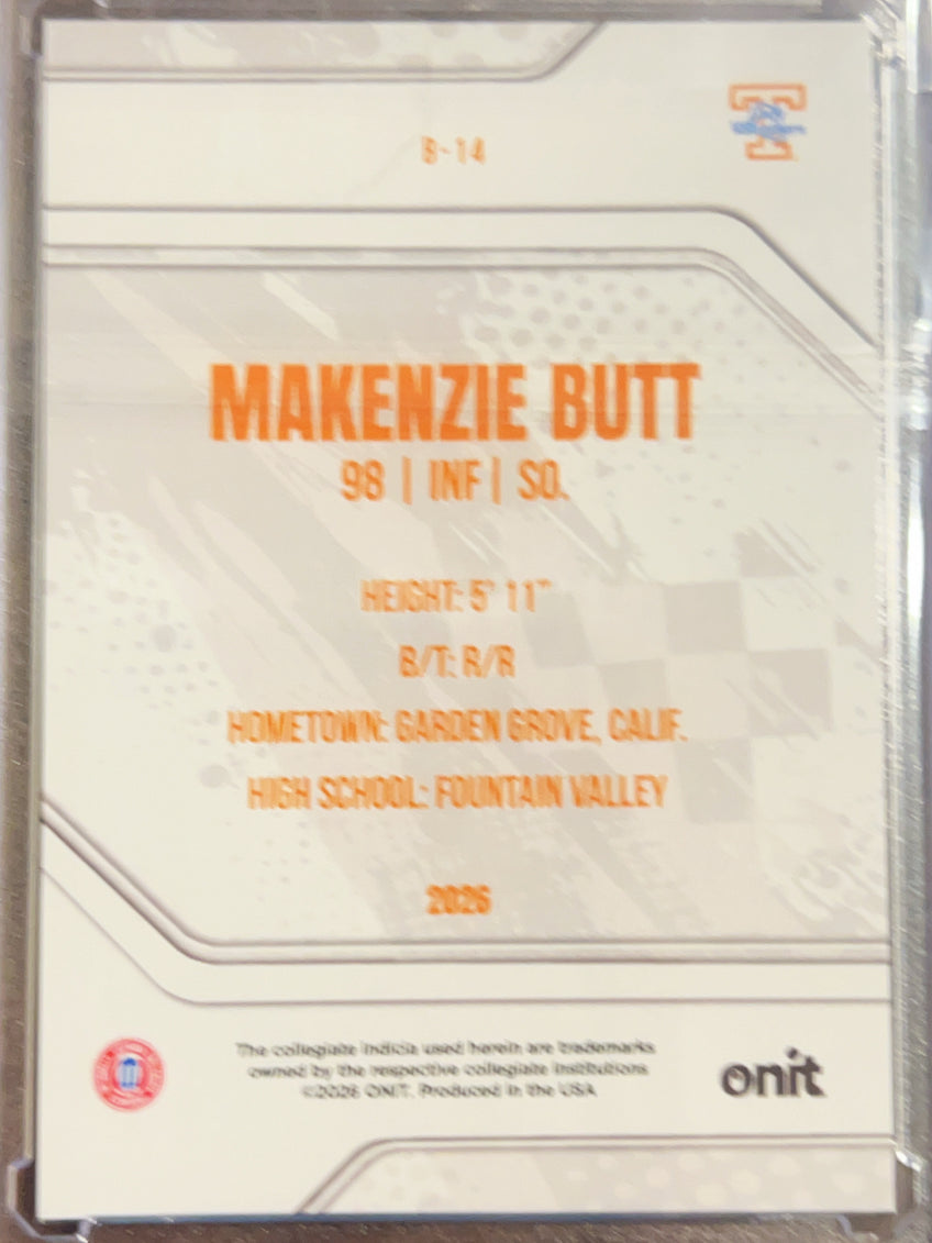 2026 Lady Volunteers Softball Makenzie Butt #B-14 Orange Sparkle /49
