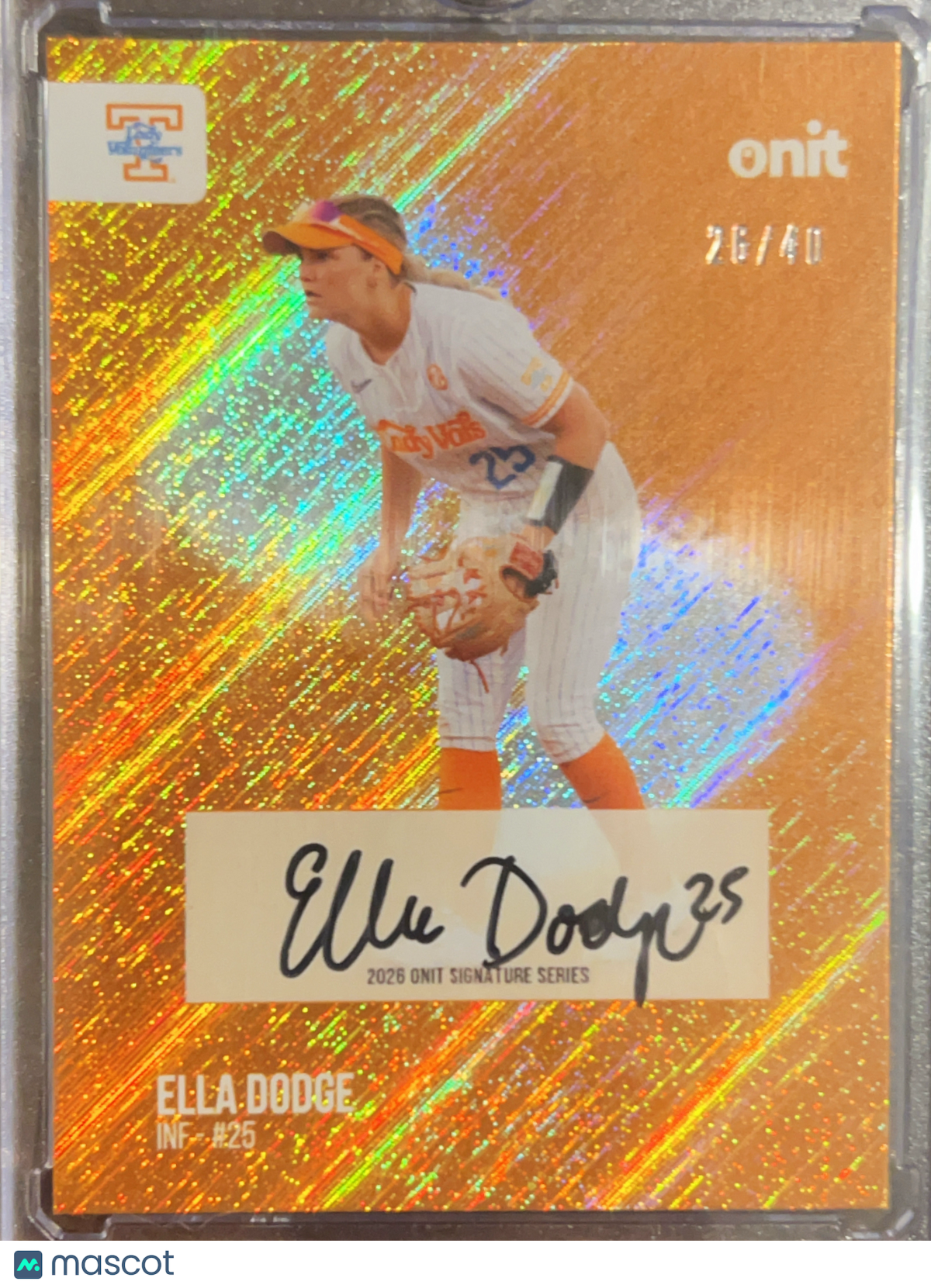 2025 Onit Signature Series Ella Dodge #S-3 Orange Shimmer /40 Auto