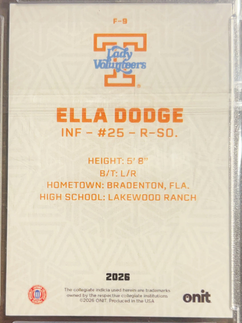 2026 ONIT Lady Volunteers Ella Dodge #F-9 Star Pattern Foil /30