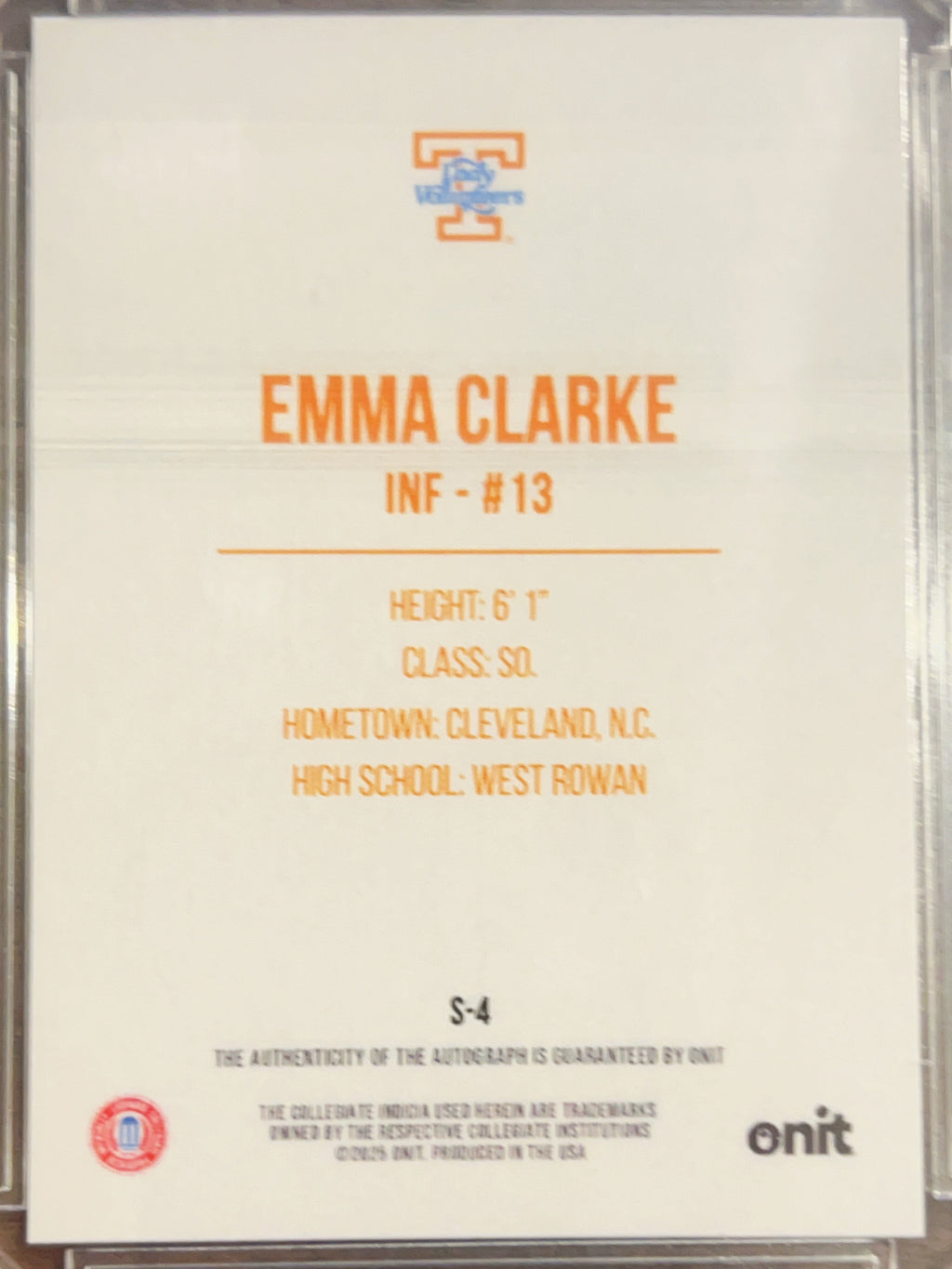 2025 Onit Signature Series Emma Clarke #S-4 Holo /09 Auto