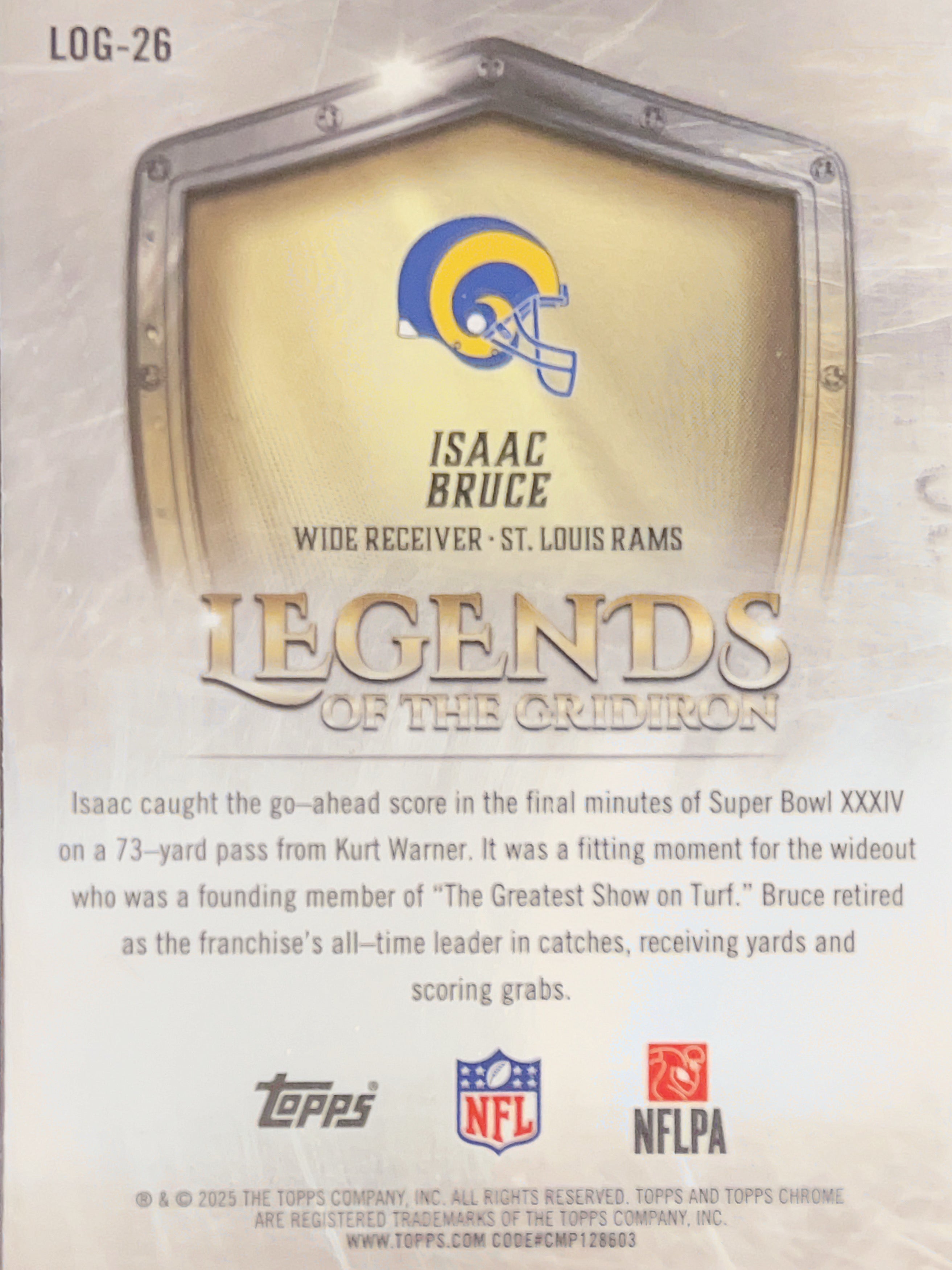 2025 Topps Chrome Legends of the Gridiron Isaac Bruce #LOG-26