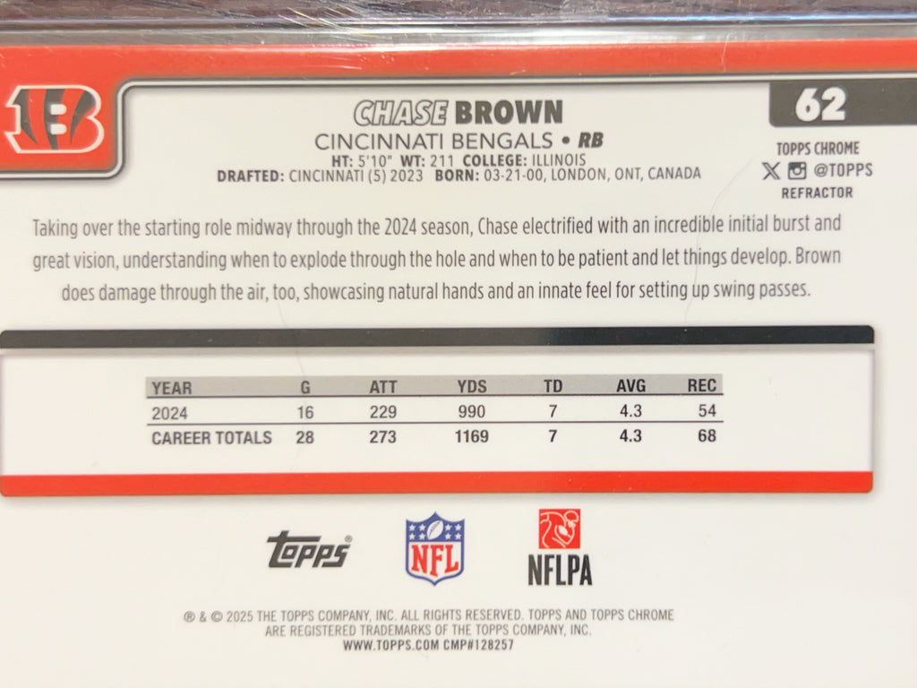 2025 Topps Chrome Chase Brown #62 Refractor