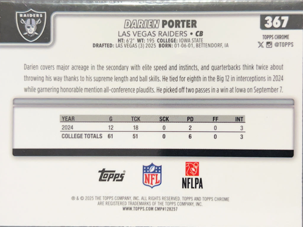 2025 Topps Chrome Darien Porter #367 RC